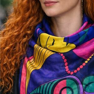 Picasso style Colorful Abstract Silk Scarf